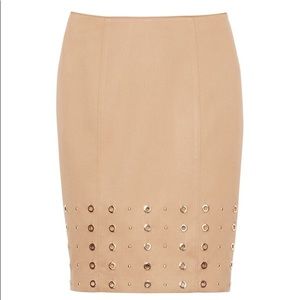 ✨WHBM✨ Tan midi skirt with gold studs bottom
